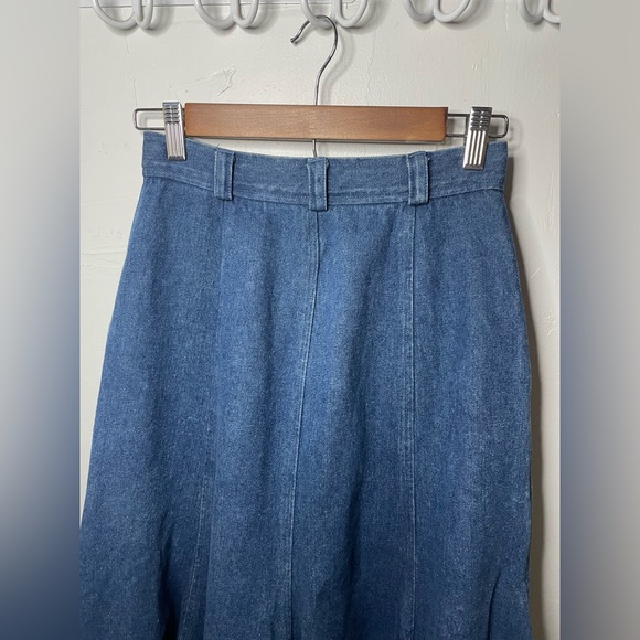 Vintage Western Boho High Waisted Denim Maxi Skirt - Picture 7 of 13